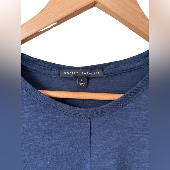 Robert Barakett Copperfield Short Sleeve Pin Tuck Crew Neck T Shirt Navy Size L - Picture 9 of 10